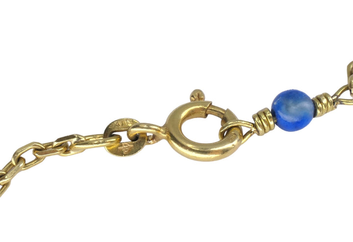 Vintage Mouawad 18k Gold Lapis Lazuli Chain Necklace
