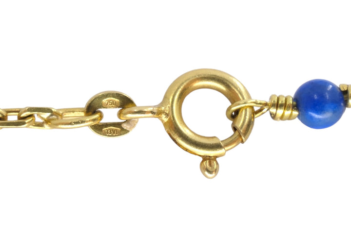 Vintage Mouawad 18k Gold Lapis Lazuli Chain Necklace