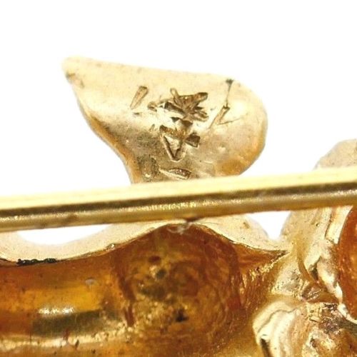 14K Yellow Gold Diamonds Angel Pin