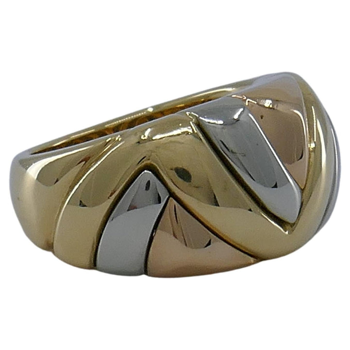 Bulgari Tricolor 18k Gold Dome Ring
