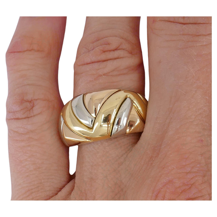 Bulgari Tricolor 18k Gold Dome Ring