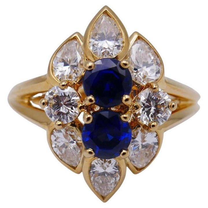 Chaumet Vintage Diamond Sapphire Yellow Gold Ring