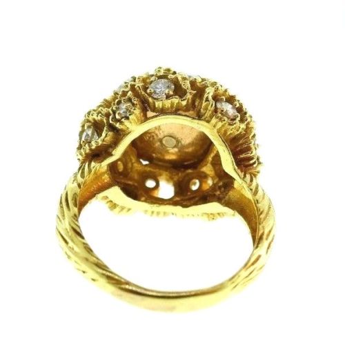 14K Yellow Diamond Pearl Cocktail Ring