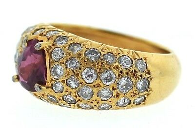 18K Yellow Gold Diamonds and Ruby Ring