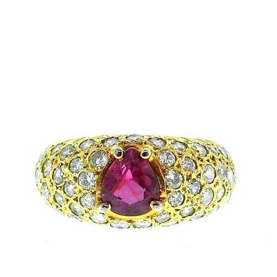 18K Yellow Gold Diamonds and Ruby Ring