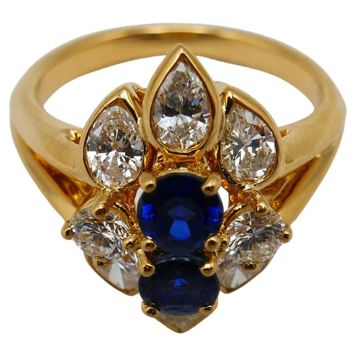 Chaumet Vintage Diamond Sapphire Yellow Gold Ring