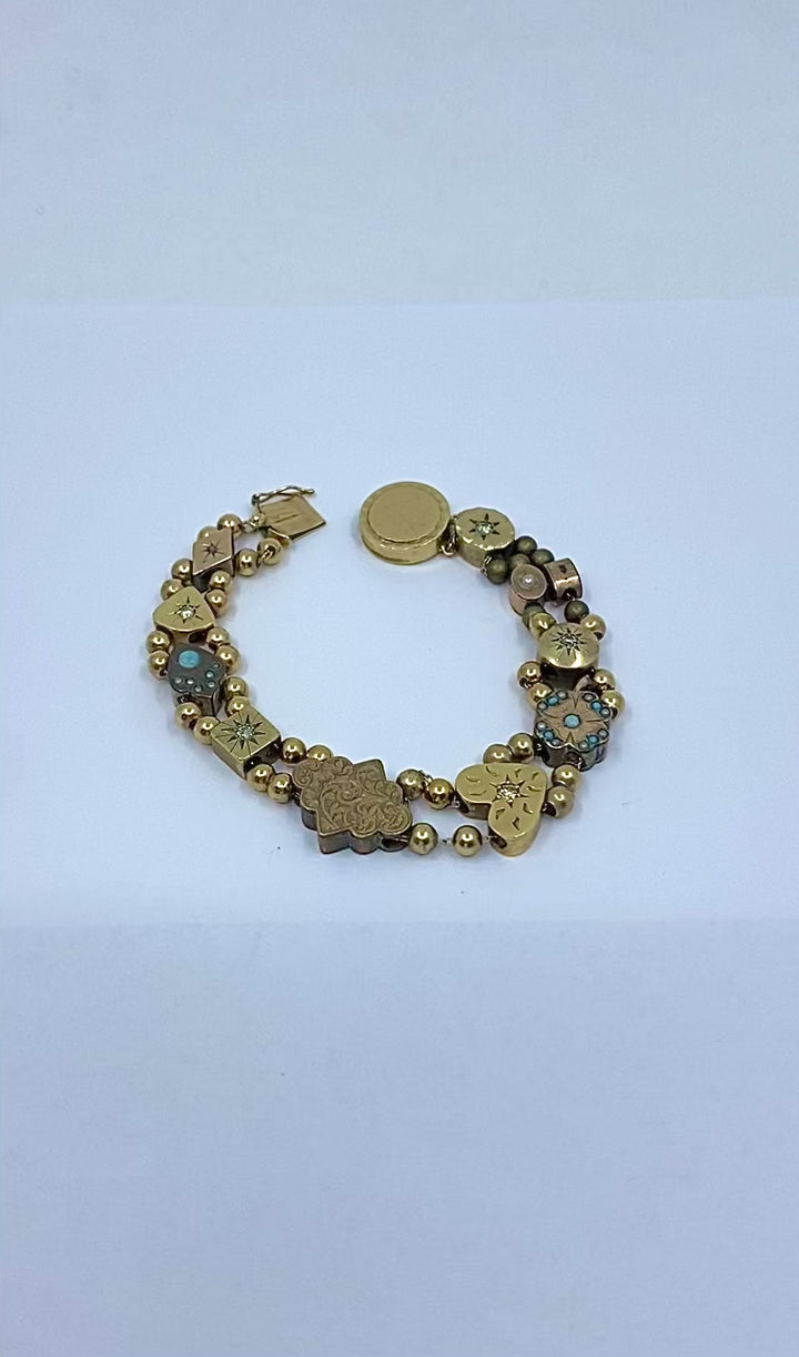 Antique 14k Gold Slide Bracelet Gemstones