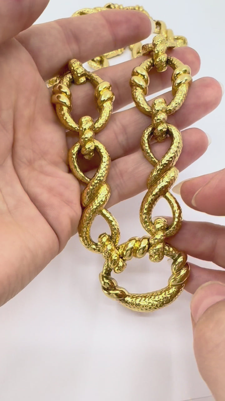 Vintage Wander 18k Hammered Gold Convertible Necklace