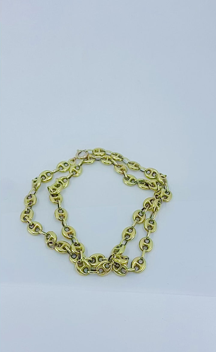 14k Gold Mariner Link Chain Necklace Vintage Jewelry