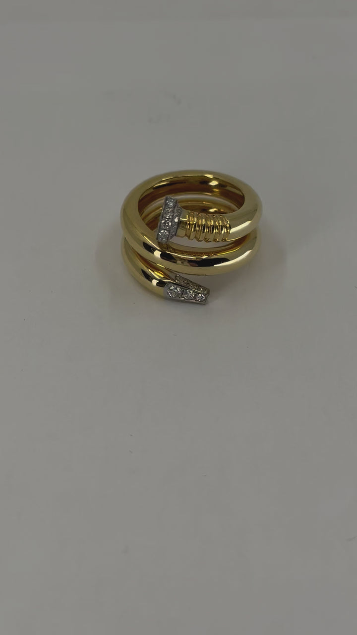 David Webb 18k Gold Platinum Diamond Nail Ring
