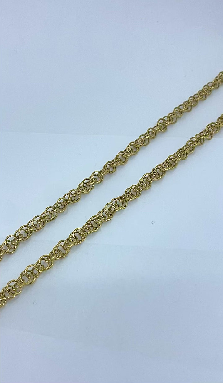 18k Gold Twisted Link Chain Necklace French Jewelry