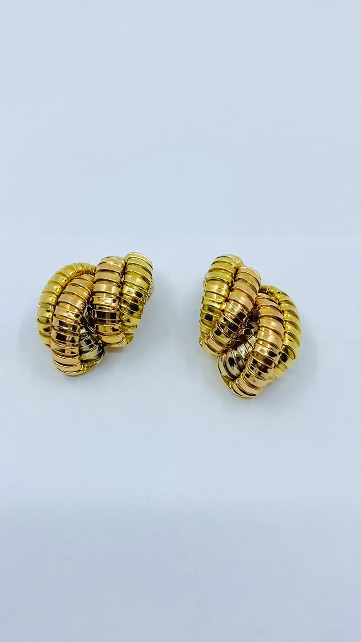 Tallarico Carlo Weingrill Tubogas Earrings Three Tone 18k Gold