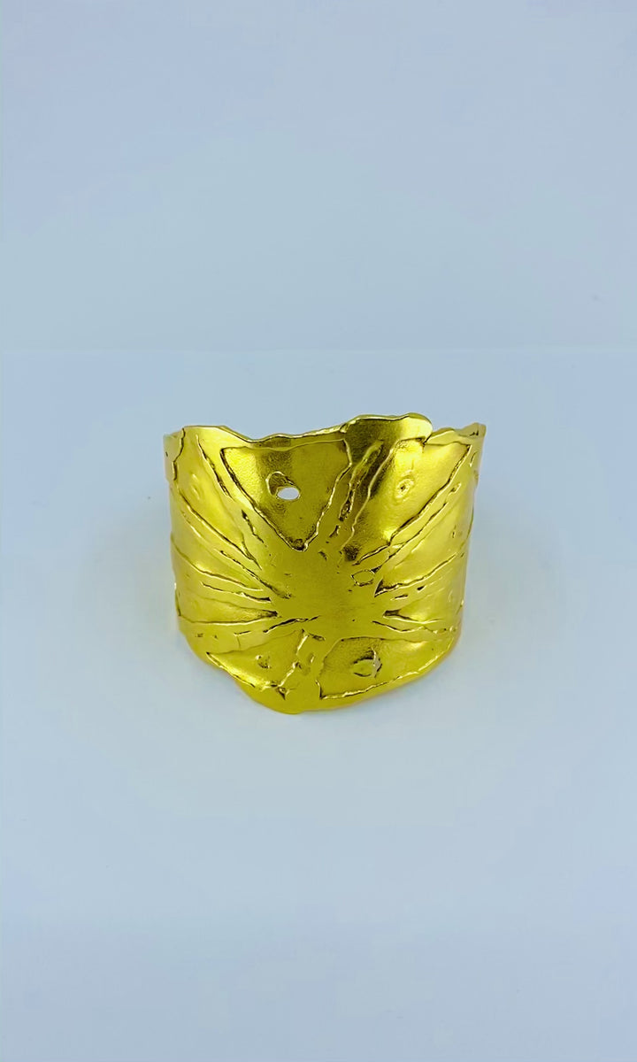 Jean Mahie 22k Gold Wide Cuff Bracelet