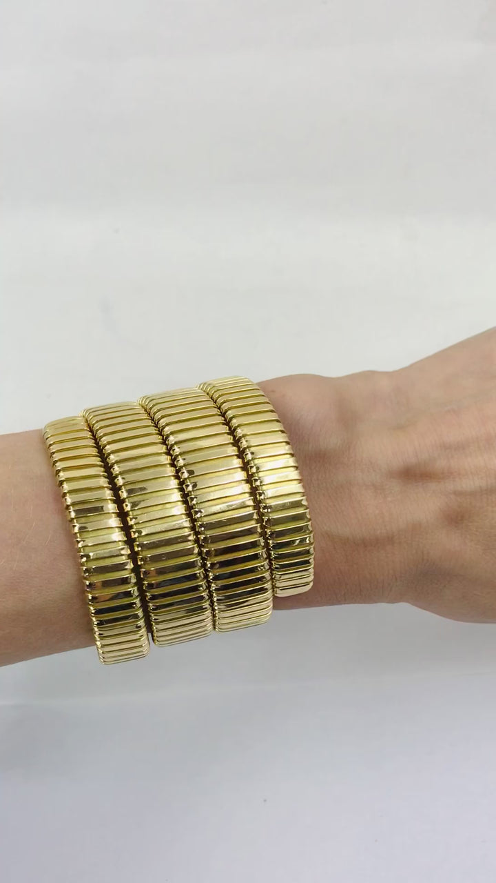 Vintage Carlo Weingrill 18k Gold Four Row Tubogas Wrap Bracelet