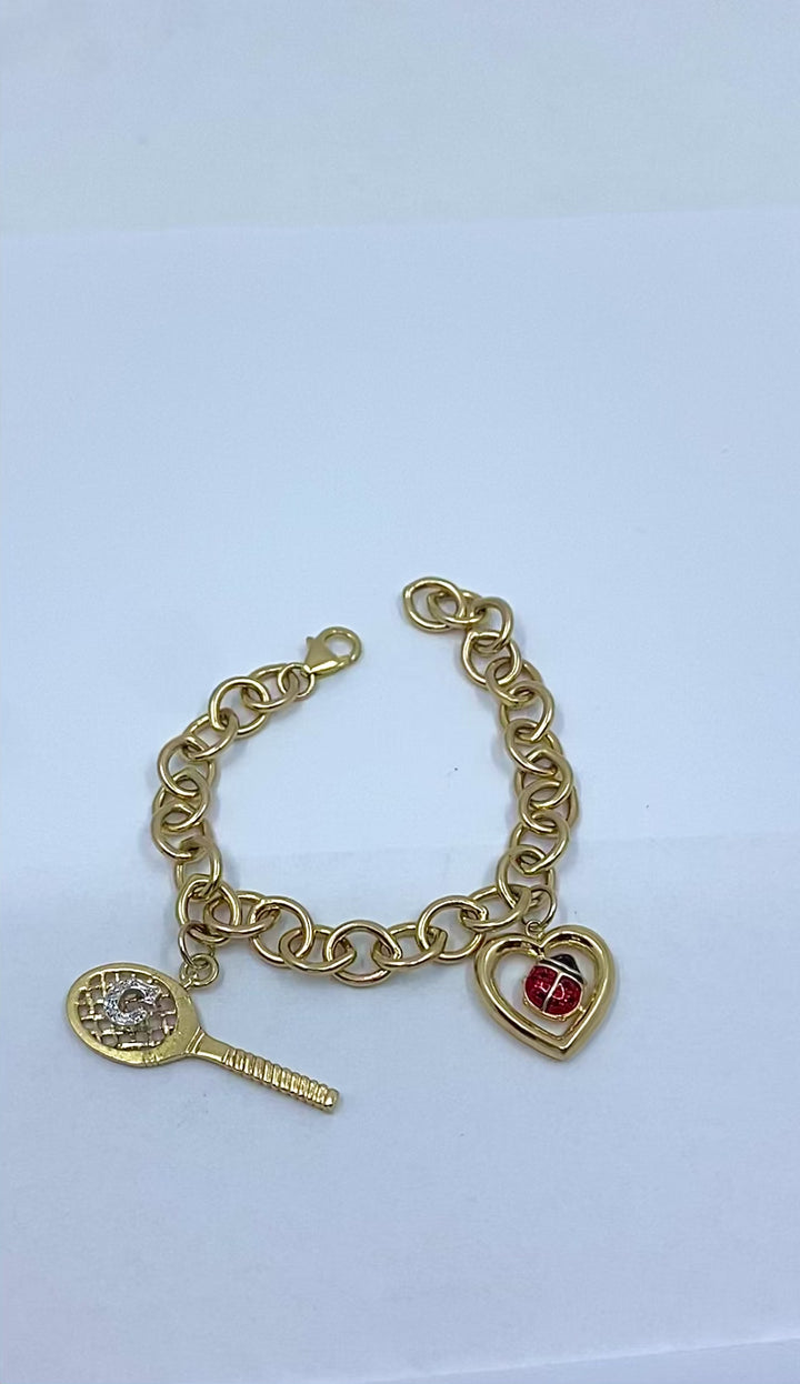 14k Gold Link Charm Bracelet Vintage Jewelry