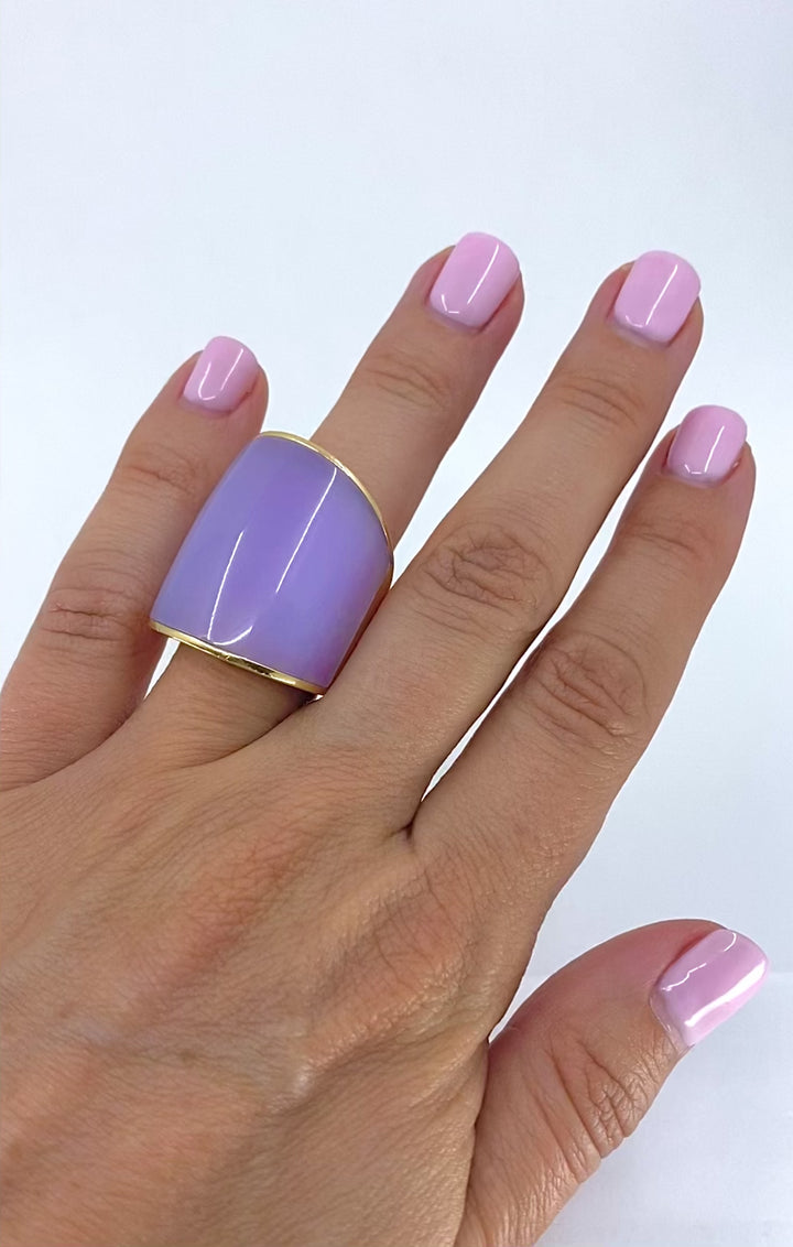 Vhernier 18k Gold Violet Chalcedony Statement Ring