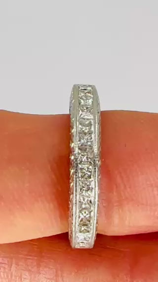 Michael Beaudry Princess Cut Diamond Eternity Band Platinum Size 6 Wedding Ring