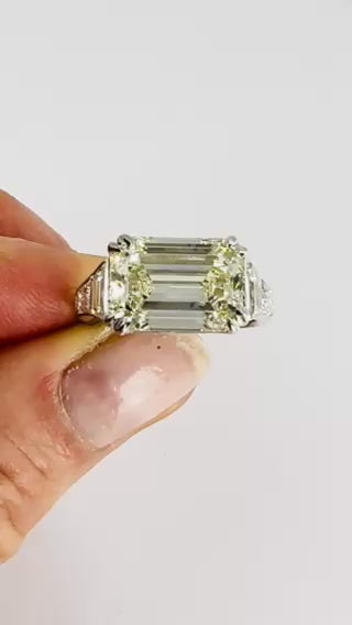 Vintage Platinum Engagement Ring Emerald Cut Diamond 6.28cts Estate Jewelry