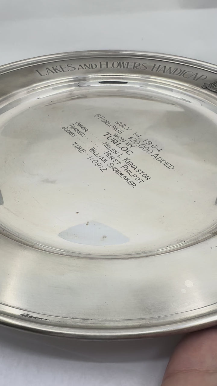 1964 Sterling Silver Lakes and Flowers Handicap Hollywood Park Trophy Plate