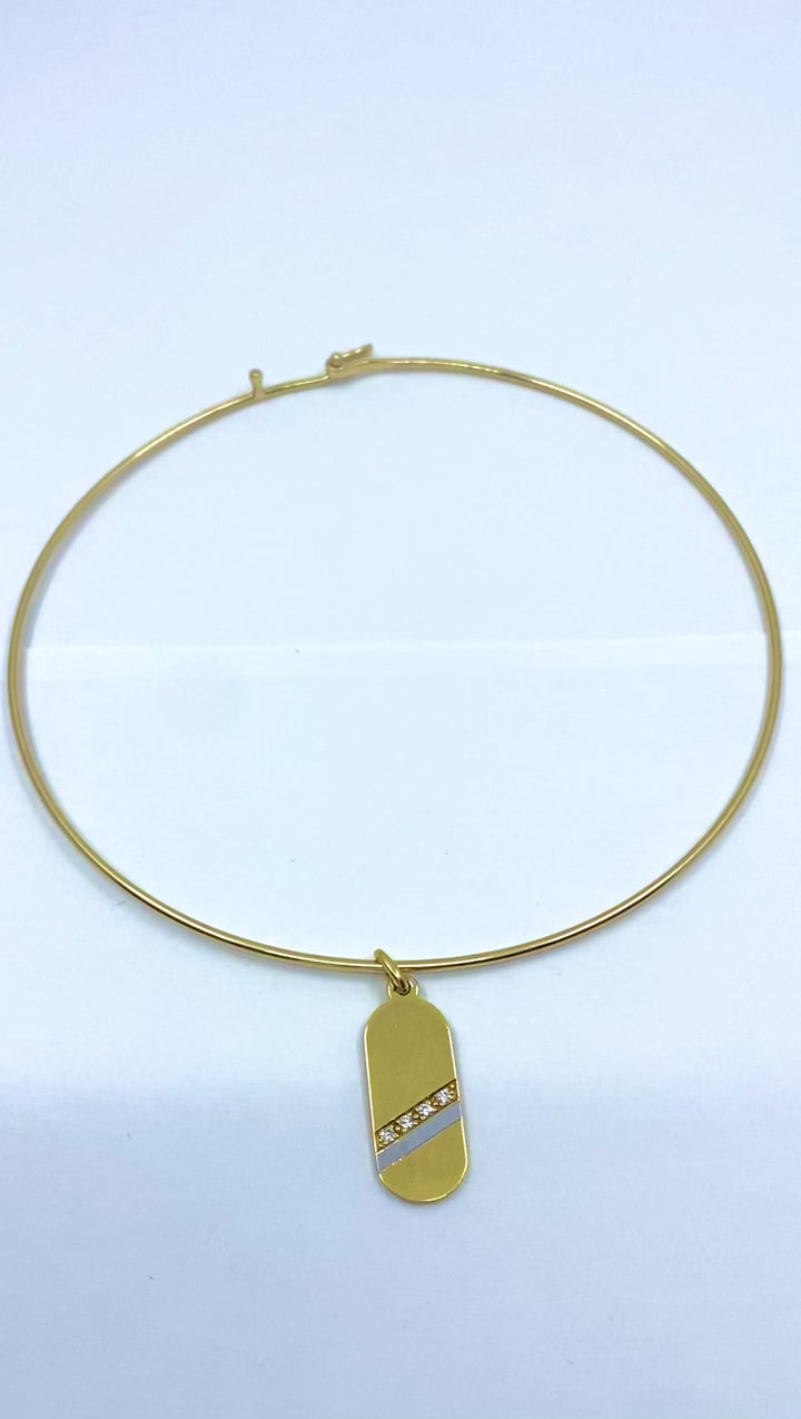 14k Gold Choker Necklace 18k Gold Diamond Pendant