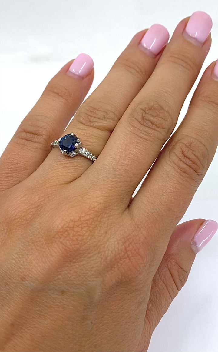 Art Deco Ring Diamond Platinum Sapphire