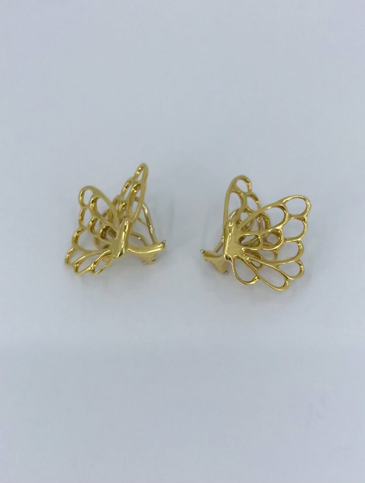 Angela Cummings 18k Gold Butterfly Earrings Vintage Designer Jewelry