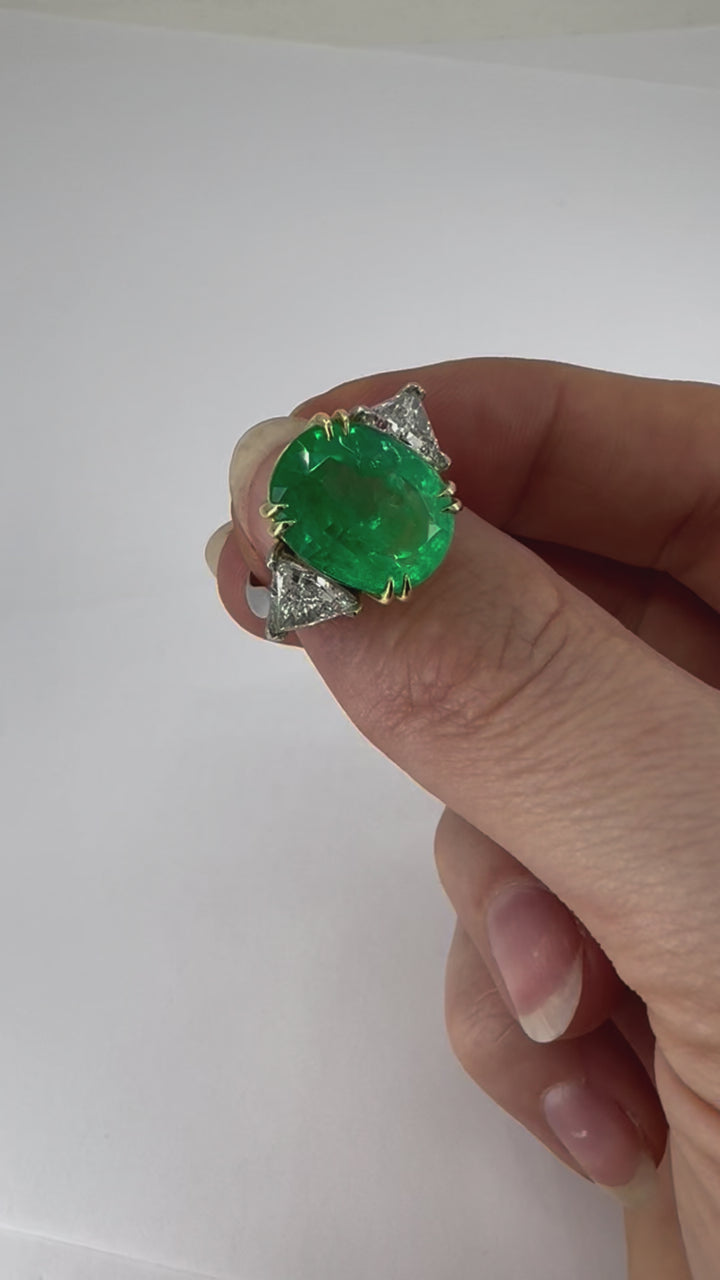 Natural 8ct. Emerald Diamond Ring 18k Gold Platinum