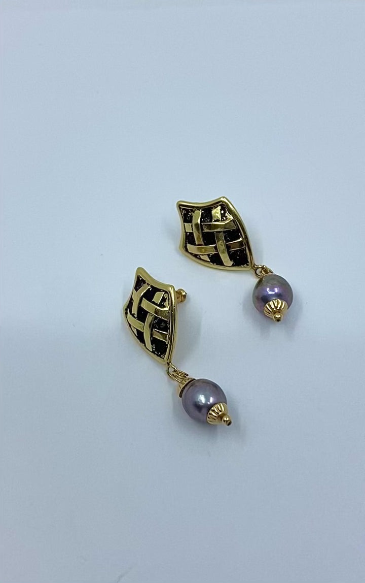 18K Gold Tahitian Pearl Drop Earrings