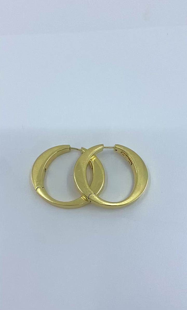 Roberto Coin 18k Gold Hoop Earrings Signature Hidden Ruby