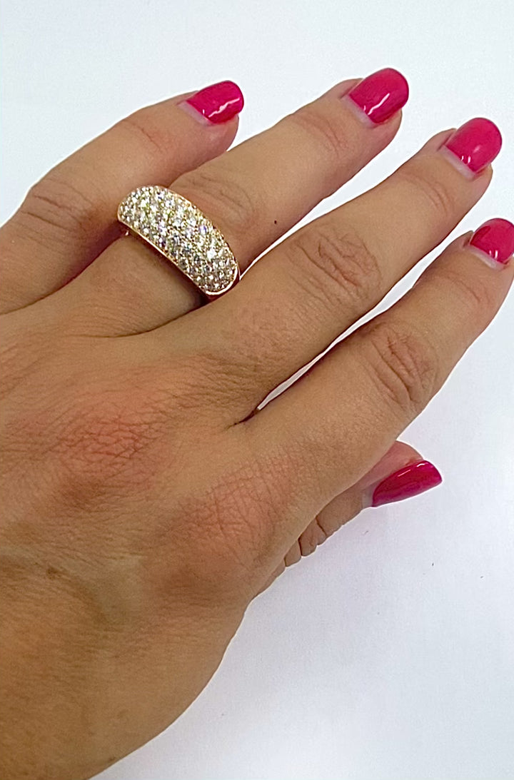 Van Cleef & Arpels Pave Diamond Gold Dome Ring