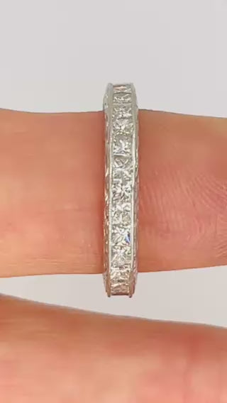 Michael Beaudry Princess Cut Diamond Eternity Band Platinum Size 6.5 Wedding Ring