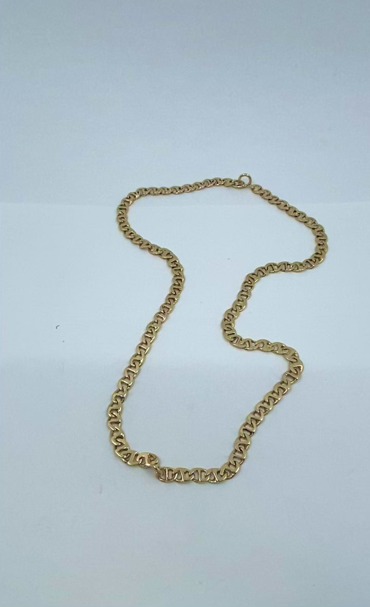 14k Gold Flat Link Chain Necklace Vintage Jewelry