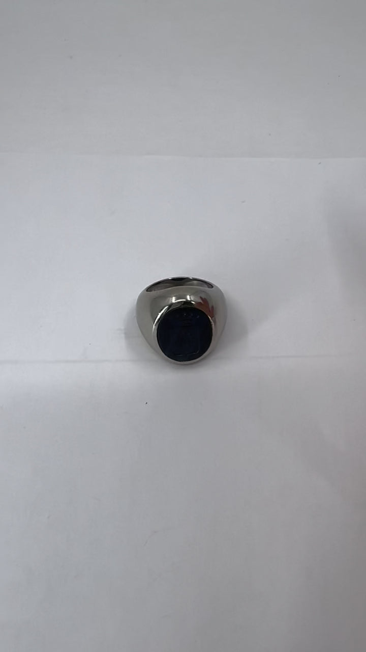 Bulgari Platinum Sapphire Custom Family Crest Signet Ring