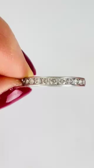 Wedding Band Platinum Diamond Eternity Ring 1960s Estate Jewelry