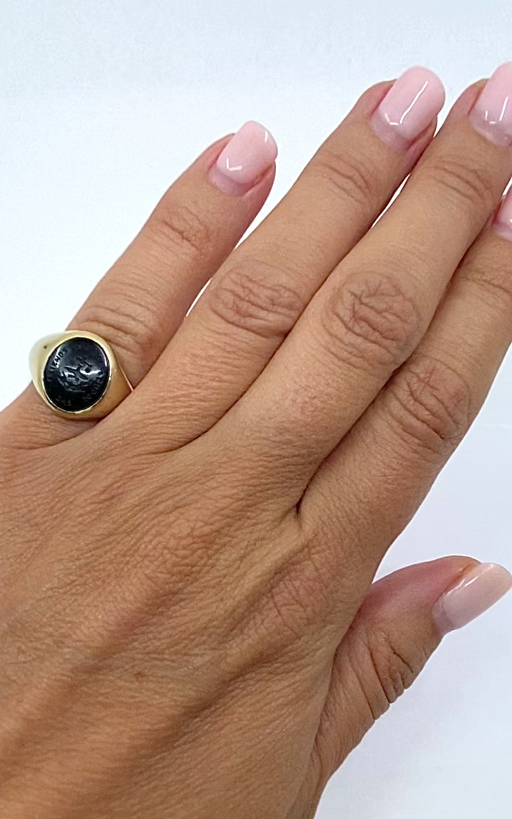 Antique Signet Ring Carved Carnelian 10k Gold