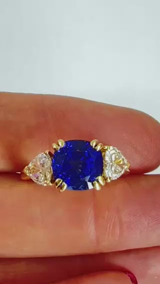 Adler Ring 18k Gold Sri Lanka Sapphire GRS Report Heart Shaped Diamond