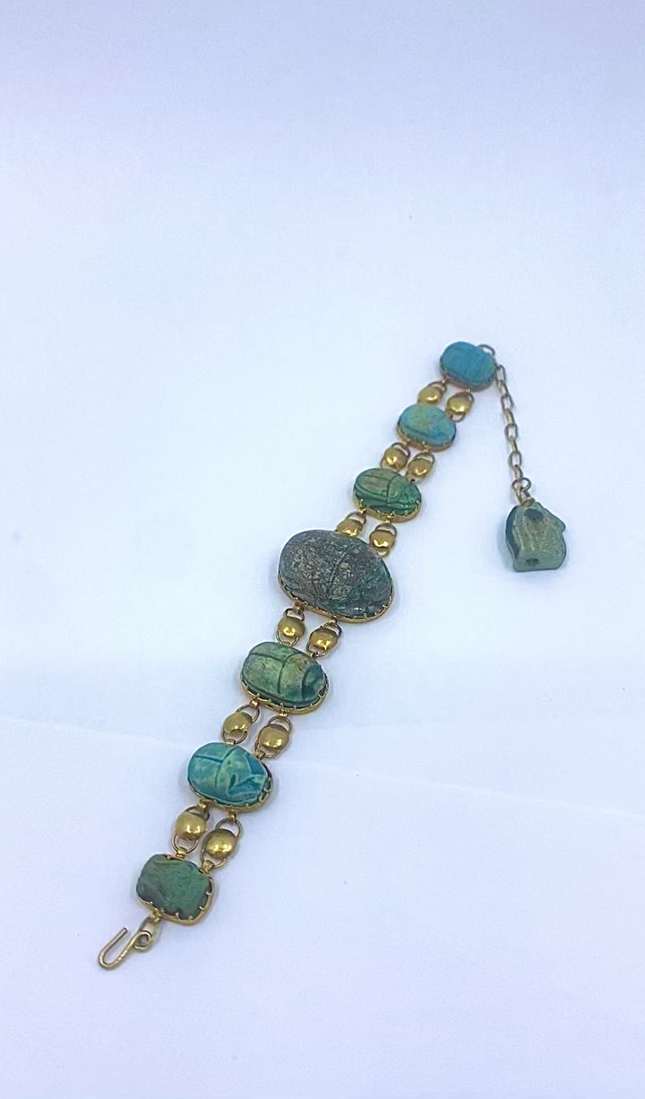18K Gold Bracelet  Ancient Egyptian Scarabs