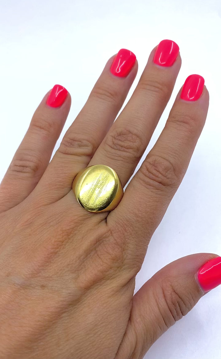 Vintage 10k Gold Monogram Signet Ring