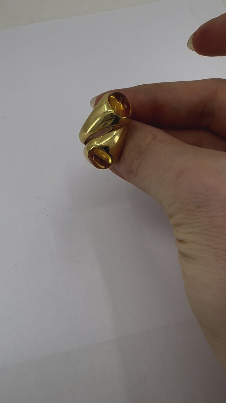 Pomellato 18k Gold Citrine Interwoven Duo Ring