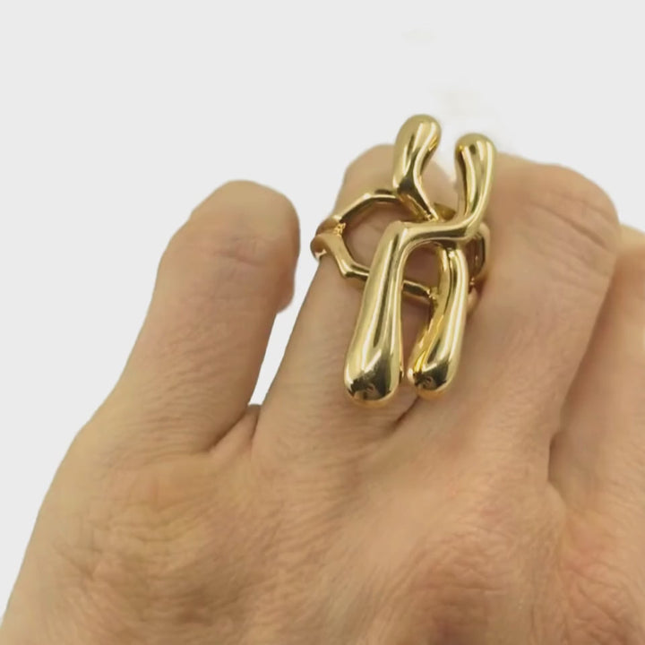 Ilias Lalaounis Ring 18k Gold Chromosome Motif
