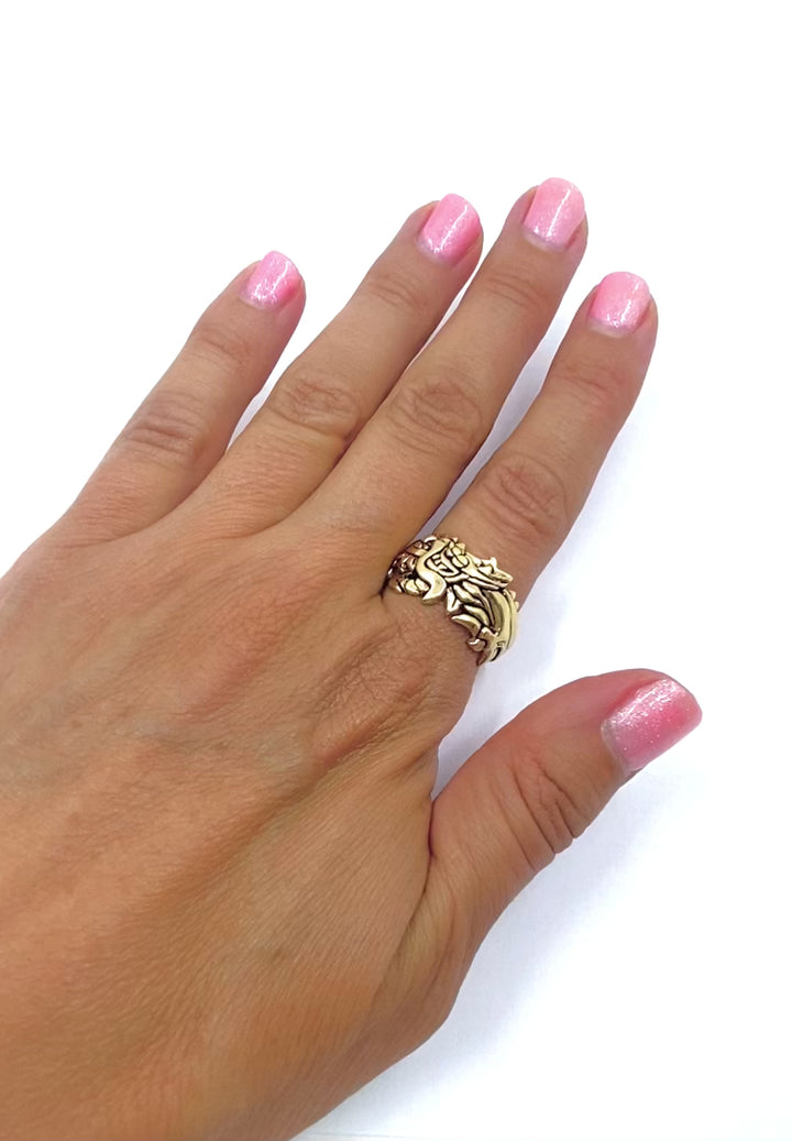 Vintage Dragon Ring 14k Gold Men Jewelry