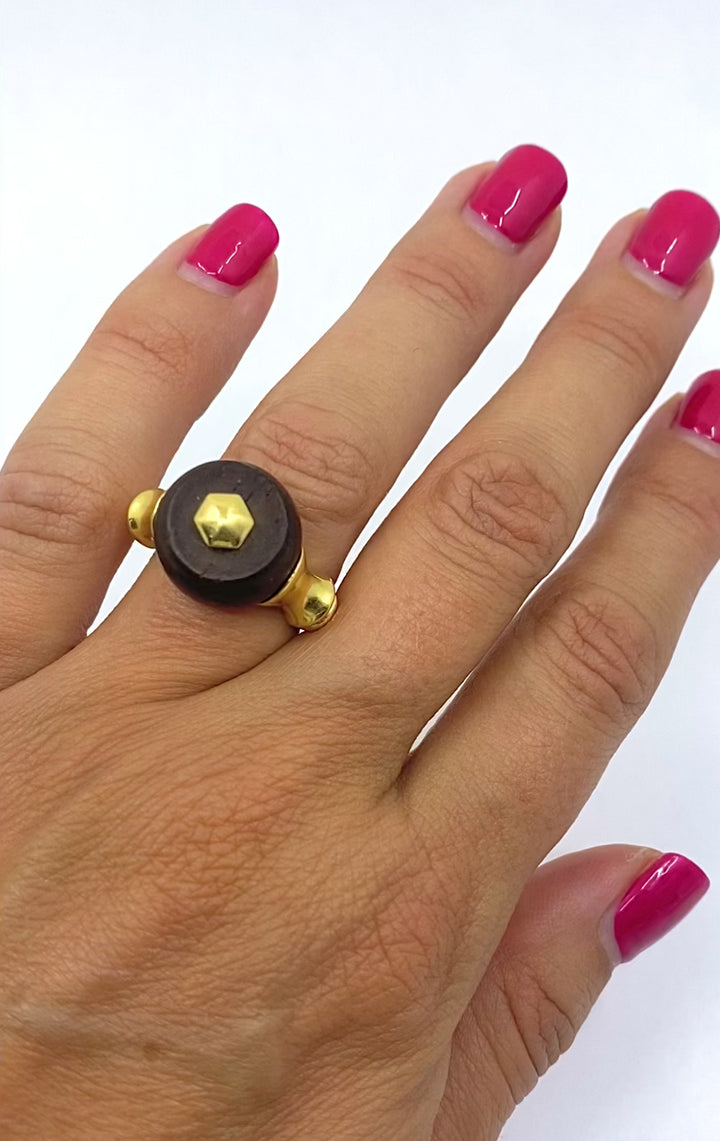 Marina B 18k Yellow Gold  Wood Ring
