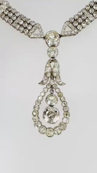 French Art Deco Diamond Platinum Necklace Bracelets Choker Interchangeable