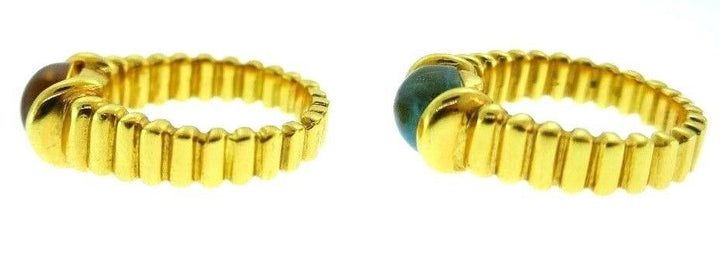 18 Yellow Gold Aquamarine and Citrine 2 Rings Set
