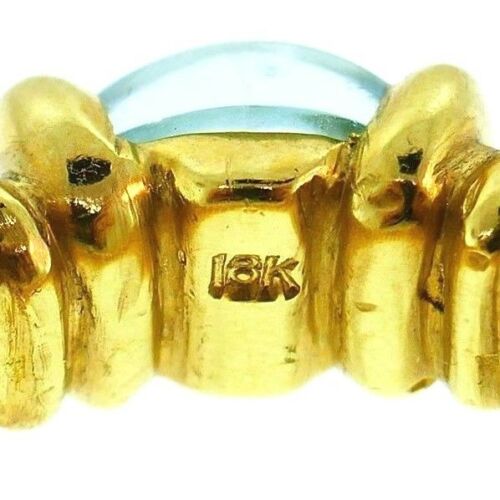 18 Yellow Gold Aquamarine and Citrine 2 Rings Set