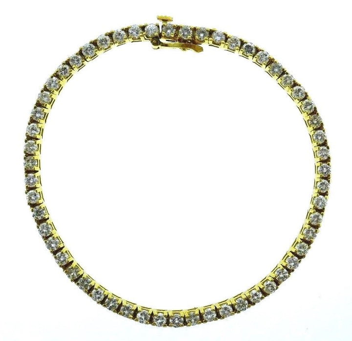 14K Yellow Gold Diamond Tennis Line Bracelet