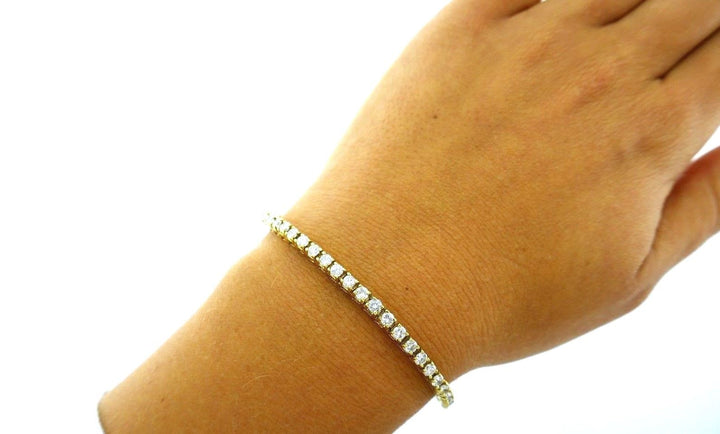 14K Yellow Gold Diamond Tennis Line Bracelet