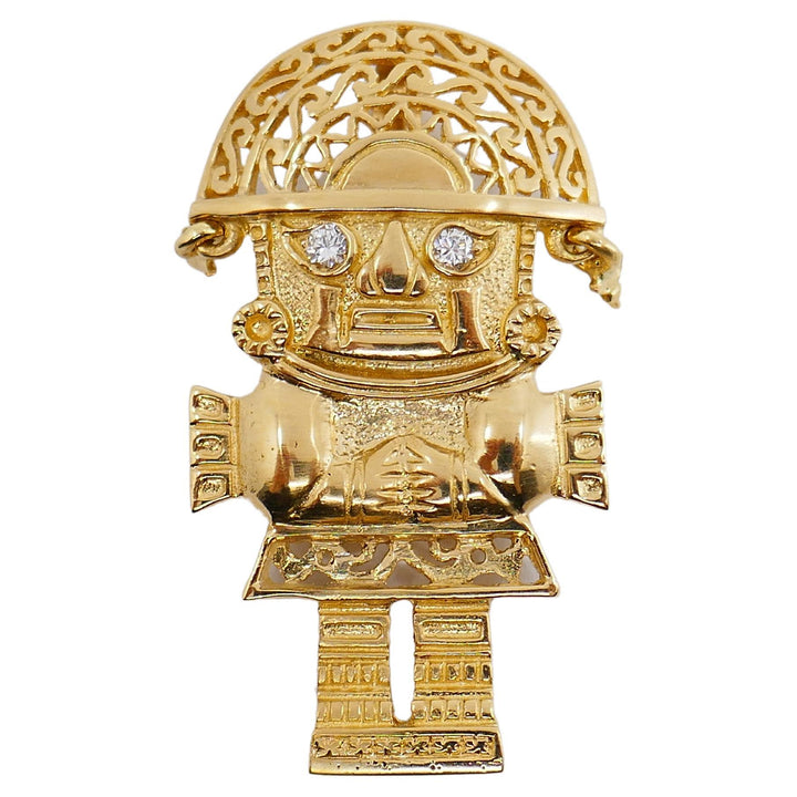 18k Gold Diamond Pirate Pendant