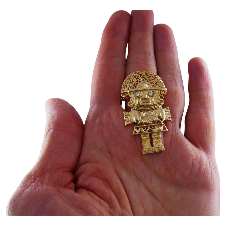 18k Gold Diamond Pirate Pendant