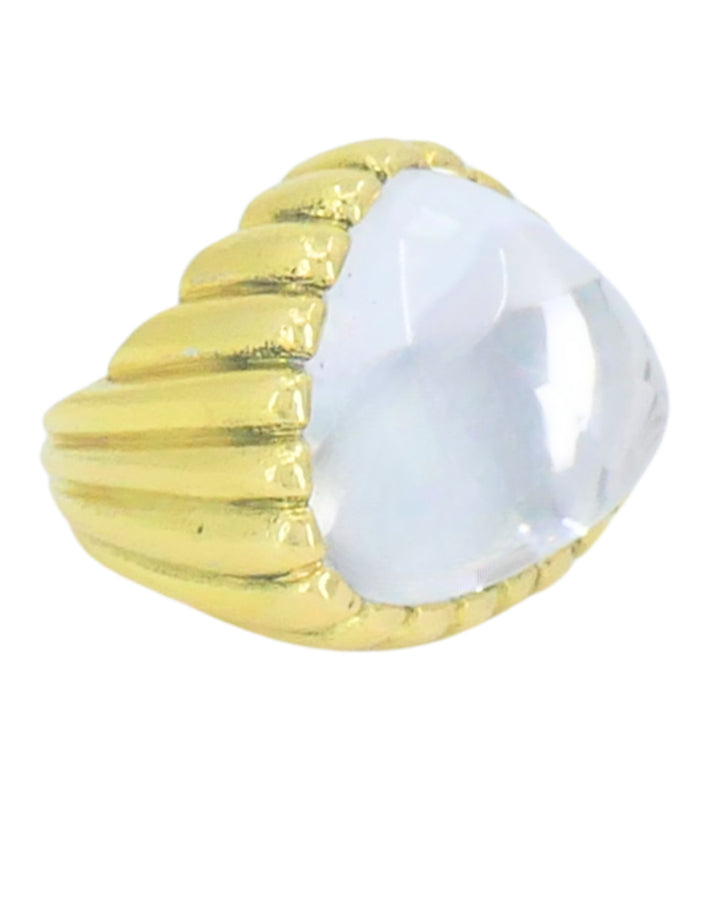 David Webb 18k Gold Rock Crystal Ring Size 6 Cocktail Ring